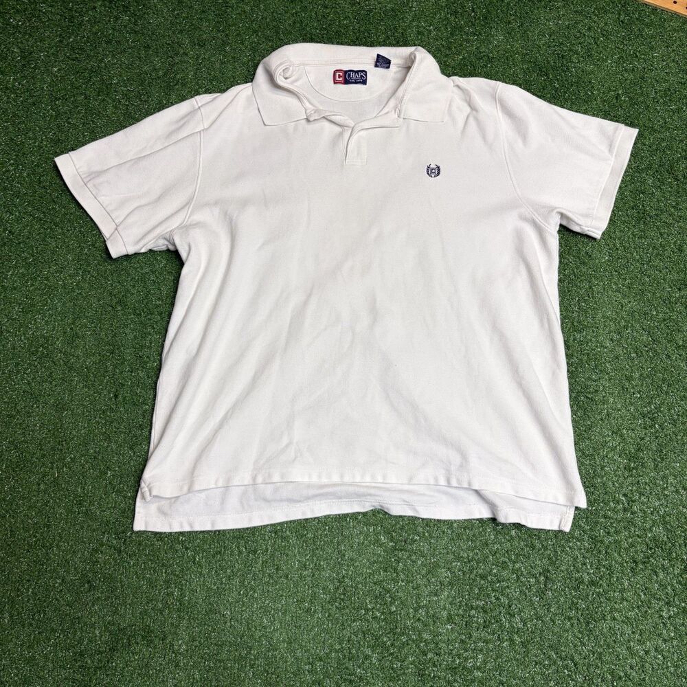 Chaps White Polo Shirt Men’s XXL Classic Fit Short Sleeve Casual Top